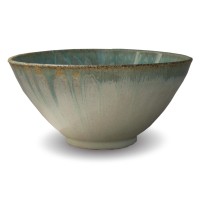 Aqua and white Breakfast drip bowl