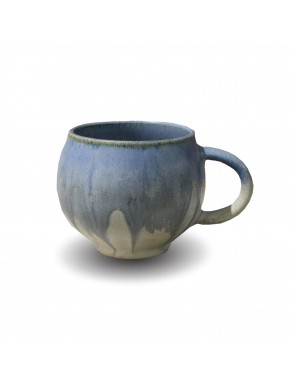 Blue and white belly mug