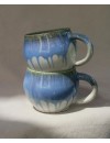 Blue and white belly mug